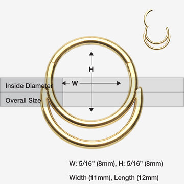 Detail View 1 of Golden Classic Double Loop Accent Clicker Hoop Ring